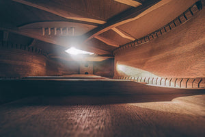 Photo of Inside an Acoustic Guitar, part 1. Acrylic Print. - Acrylic Print - Architecture In Music
