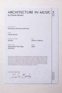 Photo of 14k Burkart Elite Rose Gold Flute. Framed & Signed Limited Edition Museum Quality Print.