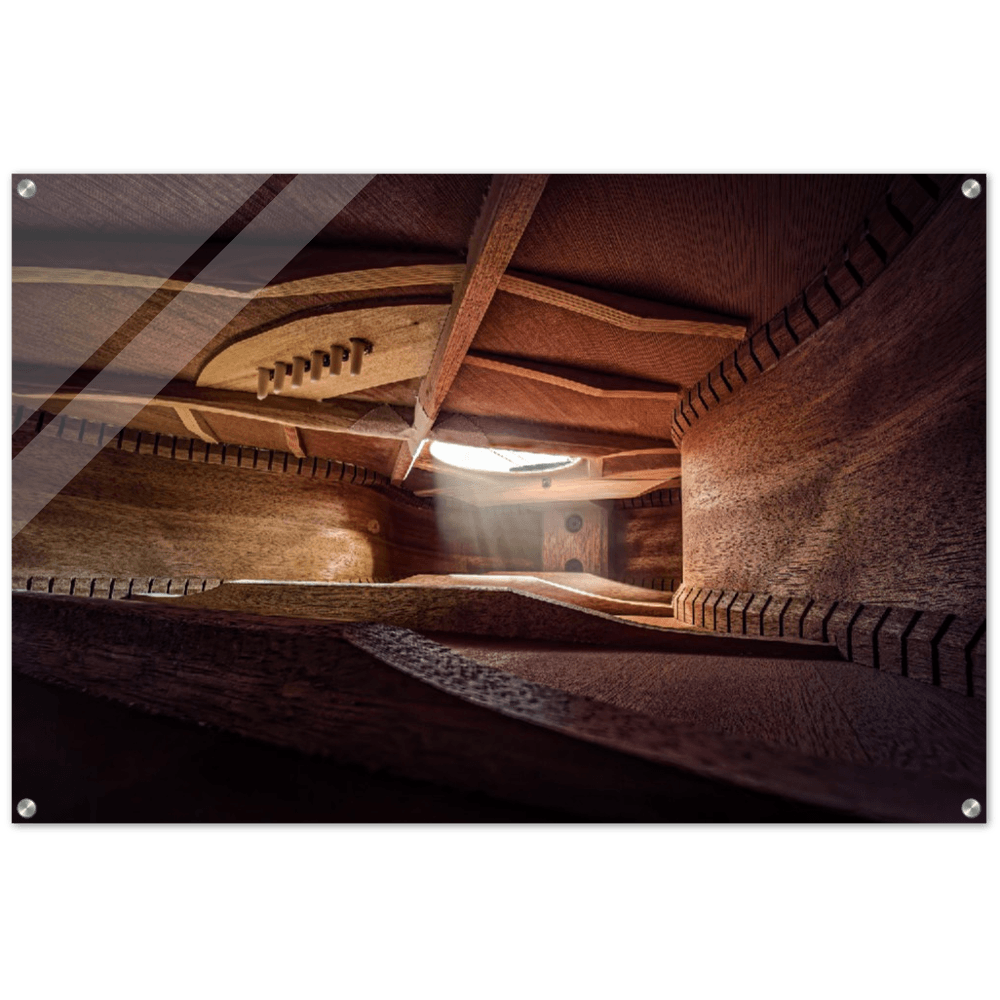 Photo of Inside an Acoustic Guitar, Part 2. Acrylic Print - Acrylic Print - Architecture In Music